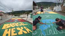 Moradores da Baixada Santista já se mobilizam para decorar ruas em clima de Copa do Mundo, mas cada município possui regras próprias para a realização das pinturas em vias públicas - Imagem: Prefeitura de Praia Grande