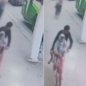 Câmeras do Centro de Controle Operacional de Santos registraram uma mulher perseguindo suspeitos após a subtração de seu celular em um ponto de ônibus no Centro da cidade - Imagem: Reprodução