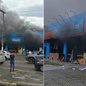 Fumaça sai de loja do Magazine Luiza na Avenida Anchieta, em Bertioga, durante incêndio registrado nesta sexta-feira (16) - Imagem: Reprodução