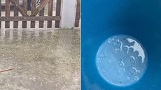 Chuva de granizo surpreendeu moradores de Mongaguá e Itanhaém na manhã deste sábado (5). Fenômeno durou cerca de cinco minutos e foi registrado em vídeos feitos por moradores. - Imagem: Reprodução / g1
