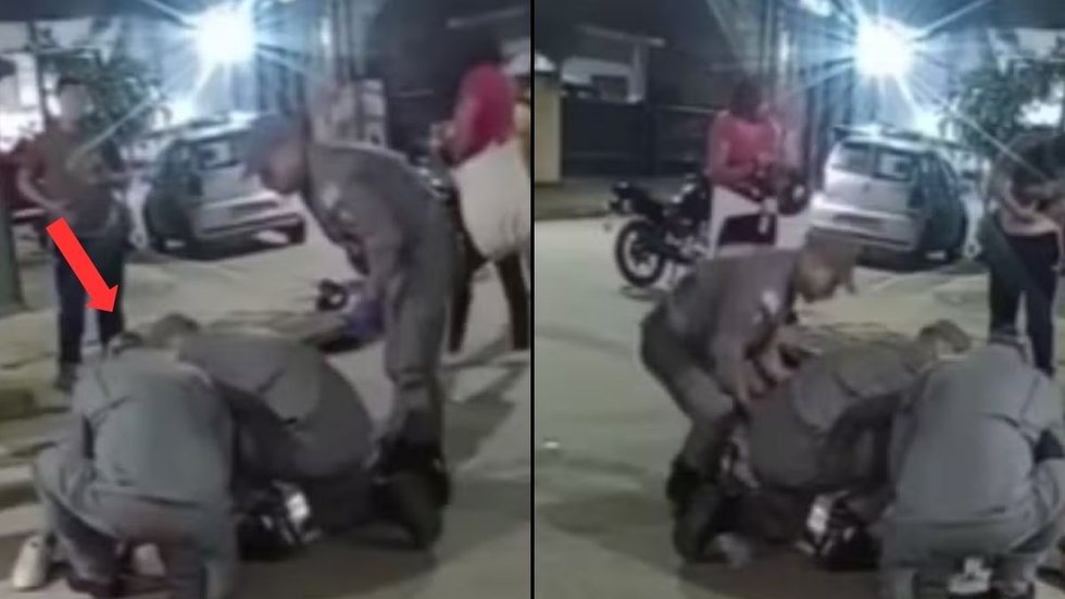 Um acidente de trânsito em Guarujá deixou um motociclista com fraturas na perna após colisão entre duas motos no bairro Vila Santa Rosa - Foto: Reprodução/ Redes sociais