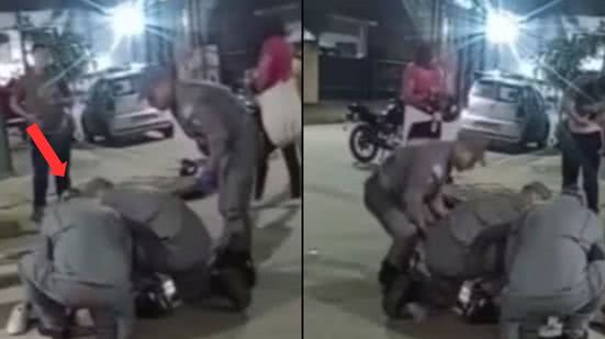 Um acidente de trânsito em Guarujá deixou um motociclista com fraturas na perna após colisão entre duas motos no bairro Vila Santa Rosa - Foto: Reprodução/ Redes sociais