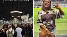Naty Potira, influenciadora e torcedora do Santos, foi velada nesta segunda-feira (28) na sede da Torcida Jovem, em São Paulo. Ela morreu aos 39 anos, no sábado (26), após cerca de três anos de tratamento contra o câncer - Imagem: Redes Sociais