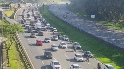 Com calor intenso, Imigrantes e Anchieta congestionam em direção ao litoral de SP - Imagem: reprodução Ecovias