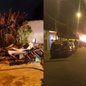 Um incêndio de grandes proporções destrói casa cheia de materiais recicláveis em Praia Grande, mas felizmente ninguém ficou ferido - Foto: Reprodução/ Redes Sociais e Leonardo Rodrigues