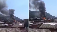 Incêndio atinge a comunidade Vila Esperança, em Cubatão, SP - Imagem: Reprodução