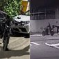 Motocicleta furtada foi recuperada pela Polícia Militar após três adolescentes serem abordados enquanto empurravam o veículo pelas ruas de Praia Grande - Imagem: PM e Reprodução