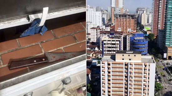 Mulher de 42 anos e adolescente de 14 anos foram socorridos após serem esfaqueados durante ataque ocorrido na madrugada desta quarta-feira (19), no bairro Macuco, em Santos - Imagem: PM e Arquivo/Alexsander Ferraz/A Tribuna Jornal