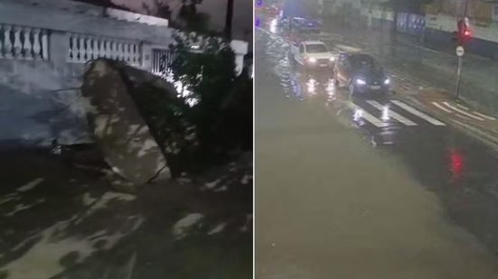 Temporal registrado entre sexta-feira (11) e sábado (12) provocou alagamentos, quedas de árvores e danos em diferentes cidades da Baixada Santista e do Vale do Ribeira - Imagem: Reprodução