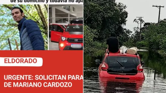 O argentino Mariano Cardozo, de 30 anos, foi localizado em Iguape após ficar cerca de três dias desaparecido. Segundo familiares, ele saiu de casa na Argentina na quinta-feira (17) e dirigiu aproximadamente mil quilômetros até o litoral de São Paulo - Imagem: Redes sociais e PM