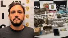Drogas foram encontradas escondidas em um buraco na parede da cozinha de um apartamento no Centro de São Vicente - Imagem: Reprodução e Polícia Civil