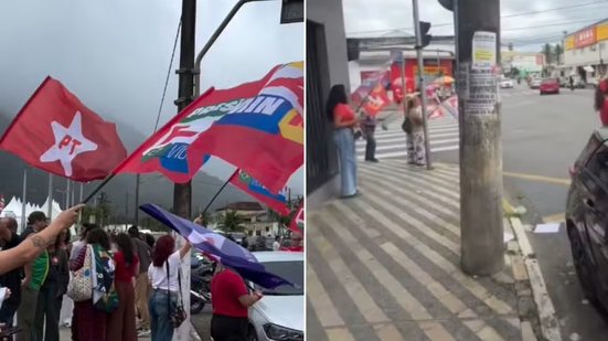 Três mulheres relataram agressões durante manifestação de apoio à reeleição do presidente Lula, realizada no domingo (18), na Avenida 24 de Dezembro, em Peruíbe. Uma quarta participante denunciou ameaça. O caso é investigado pela Polícia Civil - Imagem: Redes sociais