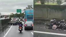 Motociclista de 45 anos morreu após ser atingido por uma carreta no km 59 da Rodovia Anchieta, em Cubatão, na manhã desta quinta-feira (22) - Imagem: Reprodução
