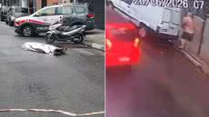 Homem investigado pela morte de um morador em situação de rua foi localizado após deixar Santos; Polícia Civil aguarda laudos periciais e análise de imagens para concluir a investigação - Imagem: Carlos Cruz/CANAL5WEBTV e Reprodução