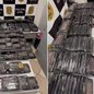 Polícia encontrou mais de 180 kg de cocaína escondidos em sacas de café dentro de galpão em Santos. - Imagem: Polícia Civil / Divulgação