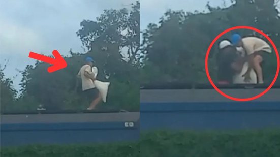 Polícia investiga ataque a trem de soja em Guarujá, mas perícia é dificultada pela insegurança na área - Imagem: Reprodução
