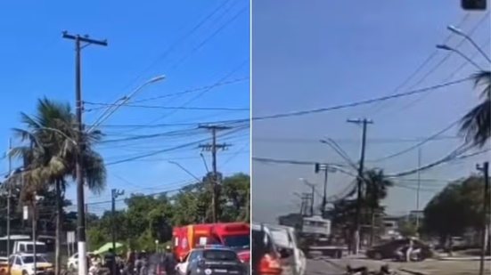 Motociclista é socorrido após ser atropelado por caminhão em Guarujá; motorista fugiu do local - Imagem: Reprodução/Redes Sociais