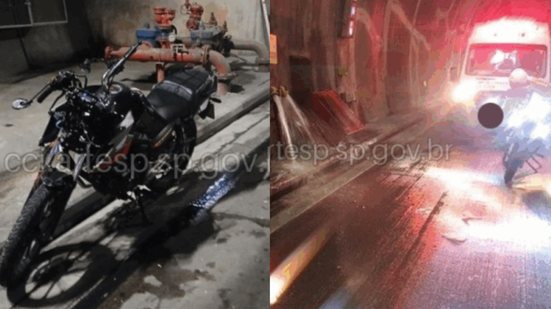 Acidente ocorreu quando o motociclista tentou desviar de um veículo, resultando em ferimentos graves e congestionamento na rodovia - Imagem: Reprodução/ Artesp