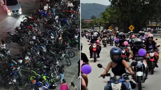 Integrantes do Sereias do Bololô participam de encontro na Baixada Santista. Criado há cerca de um ano, o motogrupo reúne mais de 20 mulheres e realiza passeios mensais pela região - Imagem: Reprodução/Instagram