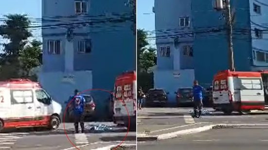 Idosa de 77 anos morreu após ser atropelada na Avenida Presidente Wilson, em São Vicente - Imagem: Reprodução