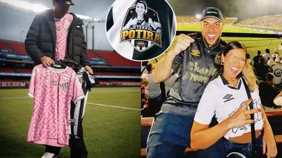 Jogadores do Santos usaram camisas com um patch em homenagem à torcedora e influenciadora Naty Potira durante a partida contra o São Paulo, no Morumbi, na sexta-feira (2) - Imagem: Reprodução/Redes sociais