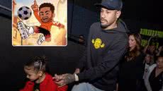 Neymar Jr. apresentou o personagem Ney Ney durante uma sessão especial no Cine Roxy, em Santos, nesta segunda-feira (5) - Imagem: NR Sports/Divulgação