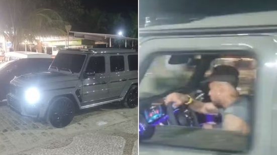 Neymar Jr. é flagrado na orla de Santos durante a madrugada de Carnaval; SUV personalizada pela Brabus chamou a atenção de fãs - Imagem:  Luiz Henrique