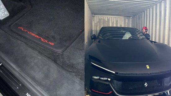 O modelo escolhido por Neymar é preto com detalhes em vermelho metálico, e possui impressionantes 725 cavalos de potência - Foto: Instagram/ @neymarjr / Reprodução