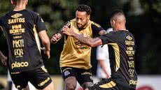 Com a volta de jogadores do departamento médico, Santos espera ter time completo para o desafio contra o Atlético-MG no Brasileiro - Foto: Raul Baretta/ Santos FC