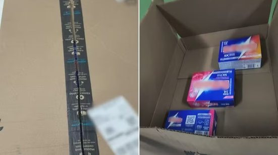 Professora encontrou caixas de sabão em pó dentro de embalagem onde deveria estar notebook comprado para uso no mestrado, em Praia Grande - Imagem: Arquivo Pessoal
