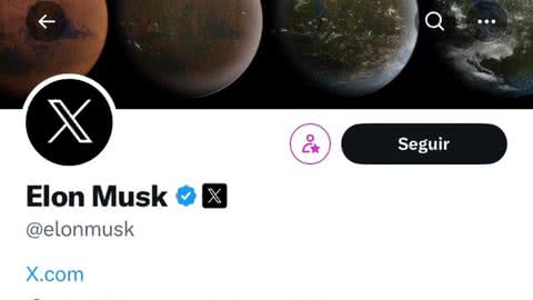 A foto de perfil de Musk, em seu twitter, já está atualizada com o novo logo - Imagem: reprodução redes sociais