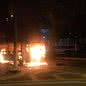 Ônibus foi incendiado após rebaixamento do Santos - Imagem: Reprodução / Silvio Luiz/g1 Santos