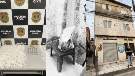 Policiais civis não encontraram o alvo, mas descobriram um grande estoque de drogas em Guarujá durante a operação - Imagem: Divulgação/ Polícia Civil/ Reprodução