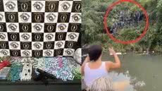 A apreensão incluiu maconha, cocaína, crack e lança-perfume, além de equipamentos usados no tráfico de drogas - Foto: Divulgação/PM e Reprodução/ Redes sociais