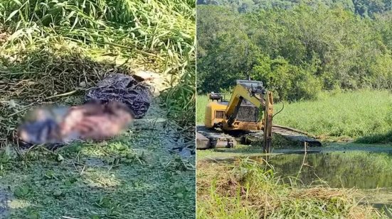 Ossada humana foi encontrada durante limpeza de canal em Mongaguá e encaminhada para perícia da Polícia Civil. - Imagem: Reprodução / Prefeitura de Mongaguá
