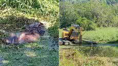 Ossada humana foi encontrada durante limpeza de canal em Mongaguá e encaminhada para perícia da Polícia Civil. - Imagem: Reprodução / Prefeitura de Mongaguá