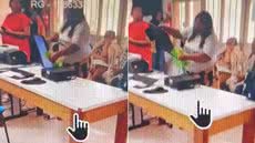 Câmeras de monitoramento registraram a confusão no Laboratório Municipal de Itanhaém durante a ocorrência registrada na segunda-feira (18) - Imagem: Reprodução