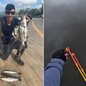 Bruno Barbosa, de 22 anos, ganhou popularidade nas redes sociais ao publicar vídeos de pesca com estilingue no Rio Casqueiro, em Cubatão - Imagem: Arquivo Pessoal/Barbosa013b