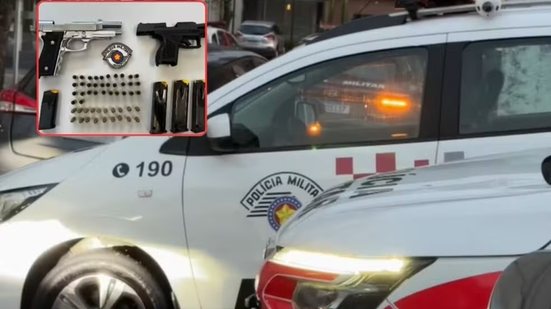 Polícia Militar e equipes do Gate atuaram na negociação durante ocorrência em que homem mantinha os filhos dentro de uma residência no Marapé, em Santos - Imagem: Reprodução/TV Tribuna