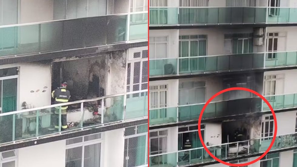 Após o incêndio, parte da fachada do edifício foi removida por segurança, mas outros apartamentos não foram afetados - Foto: Reprodução/ Rui Anjos