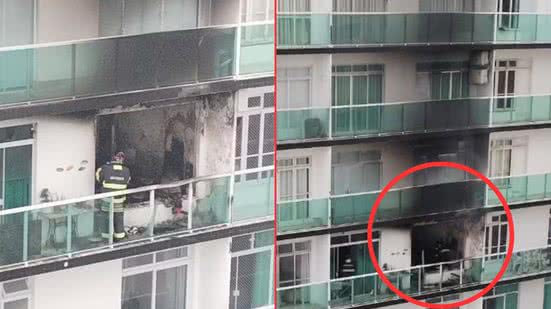 Após o incêndio, parte da fachada do edifício foi removida por segurança, mas outros apartamentos não foram afetados - Foto: Reprodução/ Rui Anjos