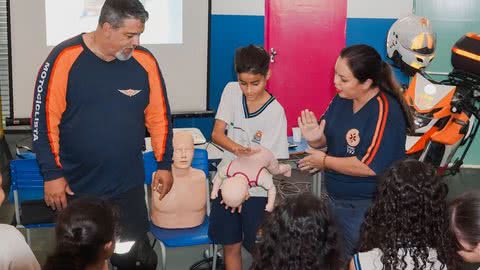 A primeira escola a participar, foi a Escola Municipal Vereador Afonso Nunes - Imagem: Prefeitura de Guarujá