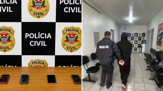 Homem de 23 anos foi preso durante operação da Polícia Civil no bairro Alto do Coqueiro, em Iporanga. Quatro celulares e uma porção de substância semelhante à maconha foram apreendidos e serão periciados - Imagem: Divulgação/Polícia Civil