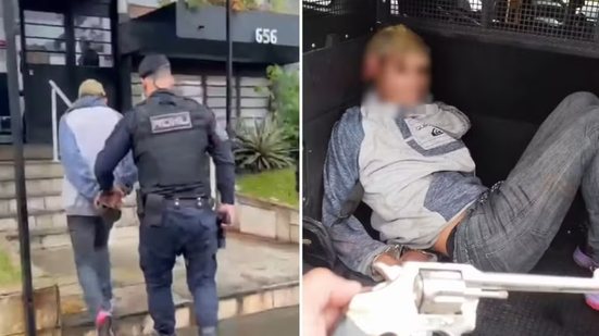 Revólver calibre 32 foi apreendido com um jovem de 21 anos durante abordagem da Romu no bairro Enseada, em Guarujá. O suspeito foi encaminhado à Delegacia Sede e permaneceu à disposição da Justiça - Imagem: Divulgação/Romu