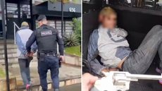 Revólver calibre 32 foi apreendido com um jovem de 21 anos durante abordagem da Romu no bairro Enseada, em Guarujá. O suspeito foi encaminhado à Delegacia Sede e permaneceu à disposição da Justiça - Imagem: Divulgação/Romu
