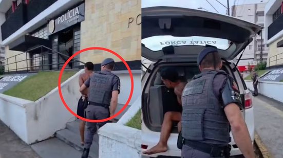 Suspeito foi preso em Registro após ameaçar e agredir a ex-companheira, que estava visivelmente abalada e com hematomas - Foto: Divulgação/ 14ºBPMi
