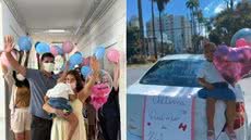 Helena, de 4 anos, comemora o fim da primeira fase da quimioterapia com festa organizada no hospital após meses de tratamento contra a leucemia - Imagem: Arquivo Pessoal