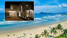 Casa localizada na Riviera de São Lourenço, em Bertioga, foi citada em investigação do Ministério Público sobre suposta atuação do PCC em disputa relacionada à venda do imóvel - Imagem: Reprodução/Foto da praia: cedida ao g1 Santos
