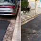 Depois a equipe retornou e refez o pedaço em que o carro estava estacionado - Imagem: Rádio CBN Santos