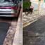 Depois a equipe retornou e refez o pedaço em que o carro estava estacionado - Imagem: Rádio CBN Santos